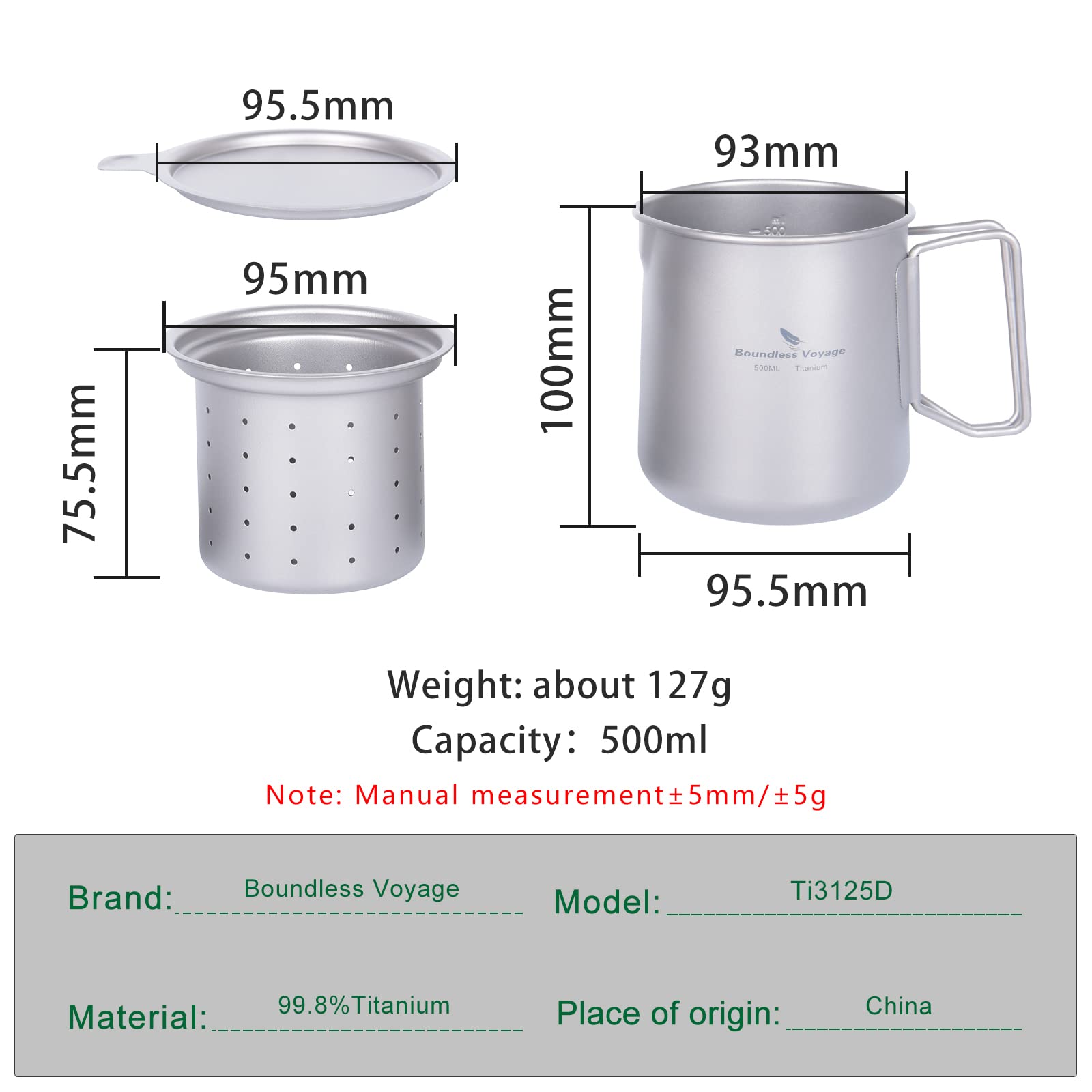 Boundless Voyage titanium mug with inner strainer for clean tea