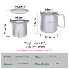 Boundless Voyage titanium mug with inner strainer for clean tea
