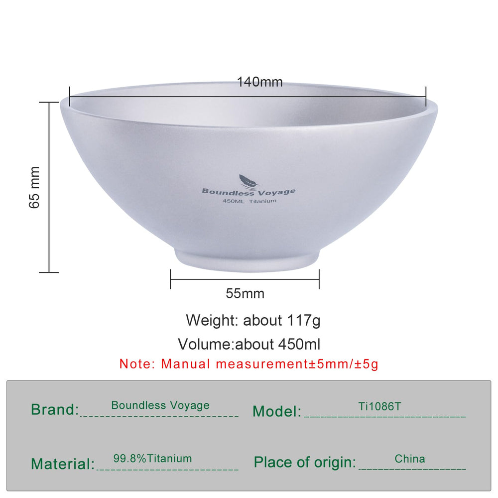 Boundless Voyage titanium bowl 220ml inner view highlights compact, stackable storage.