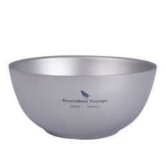 Boundless Voyage 250ml titanium bowl, compact for kids' meals on the go.