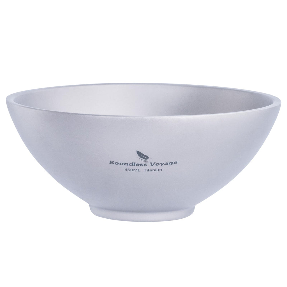 Boundless Voyage titanium bowl 450ml outer view shows ultralight, travel-ready design.