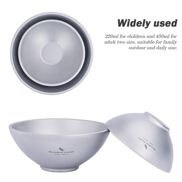 Boundless Voyage titanium bowl suitable for rice, soup, and cereal meals on the go.