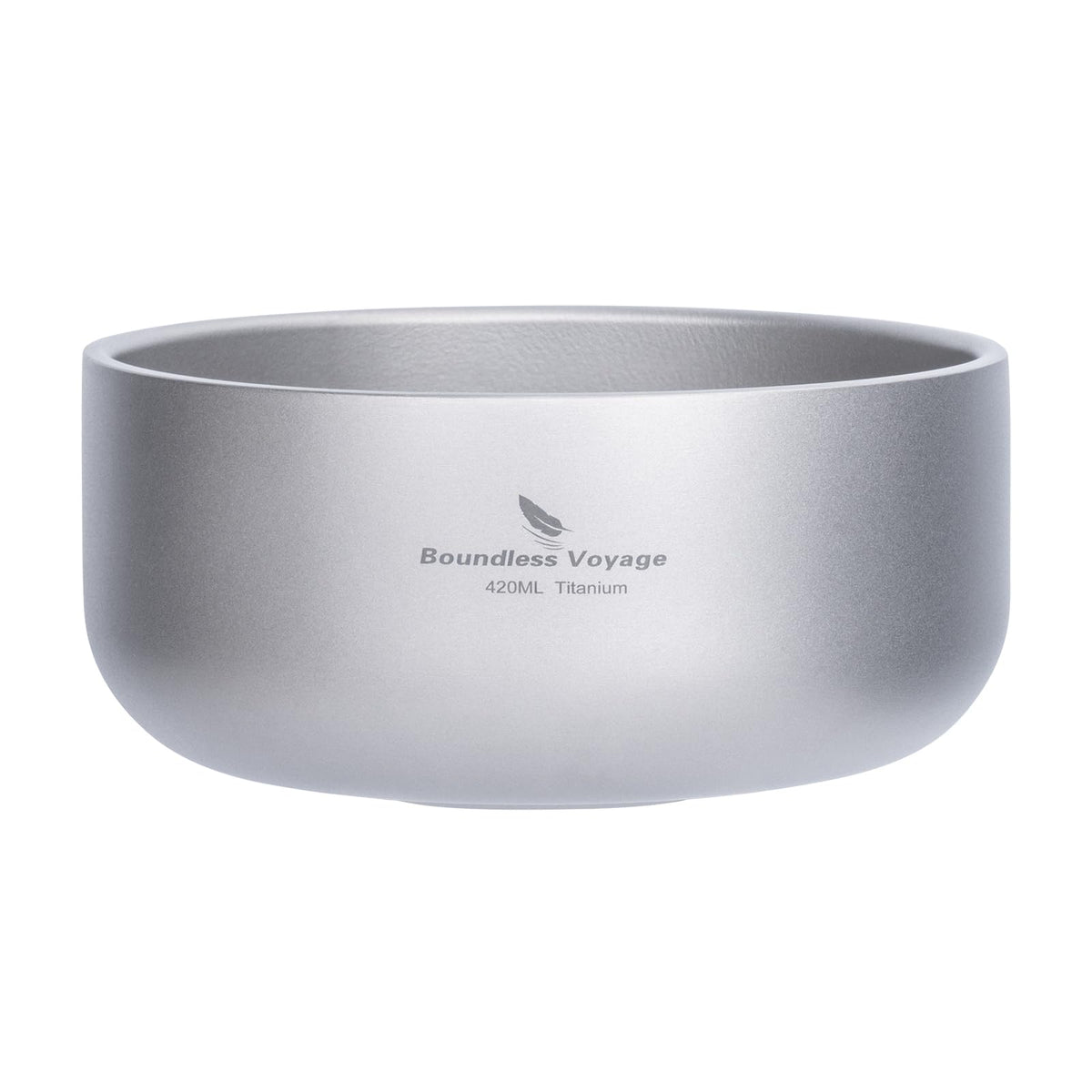 Boundless Voyage titanium bowl top view shows a compact, lightweight outdoor dish.