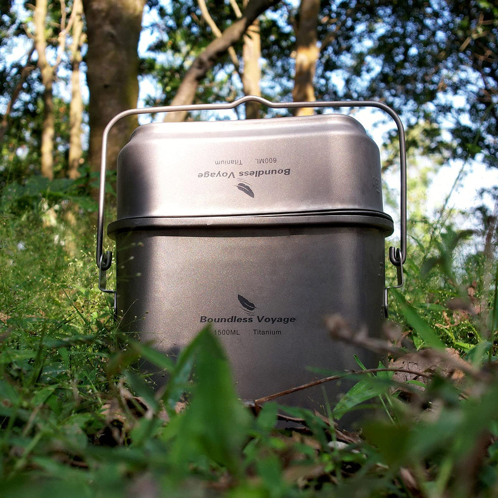 Boundless Voyage side profile of titanium canteen for light weight
