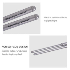 Boundless Voyage titanium chopsticks anti-slip coil tip used with sushi outdoors.