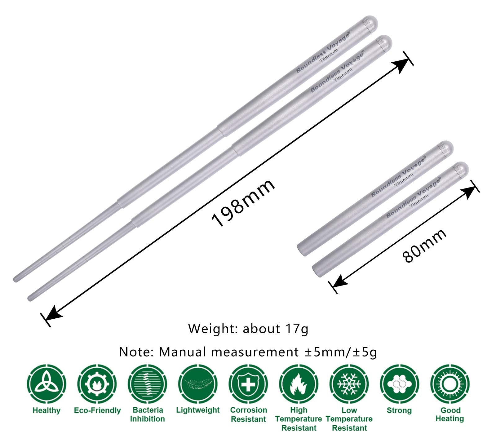 Boundless Voyage titanium chopsticks with non-slip coil tip for secure grip on noodles.