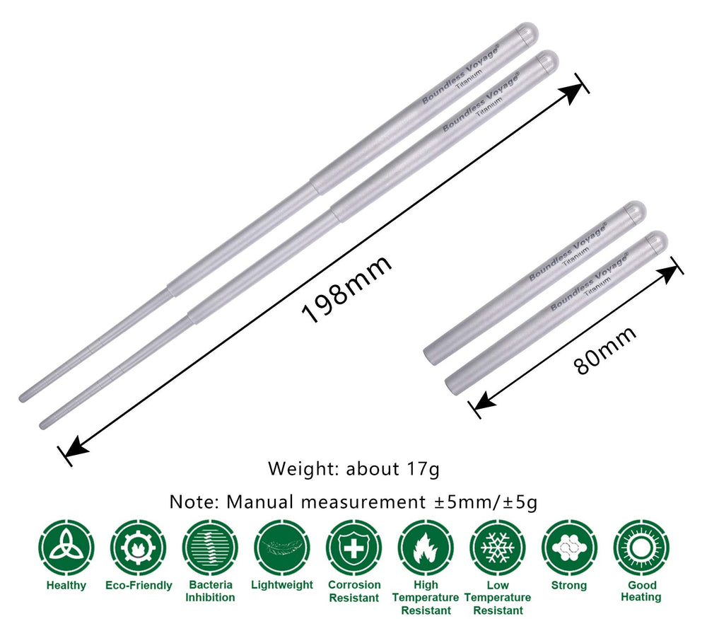 Boundless Voyage titanium chopsticks with non-slip coil tip for secure grip on noodles.