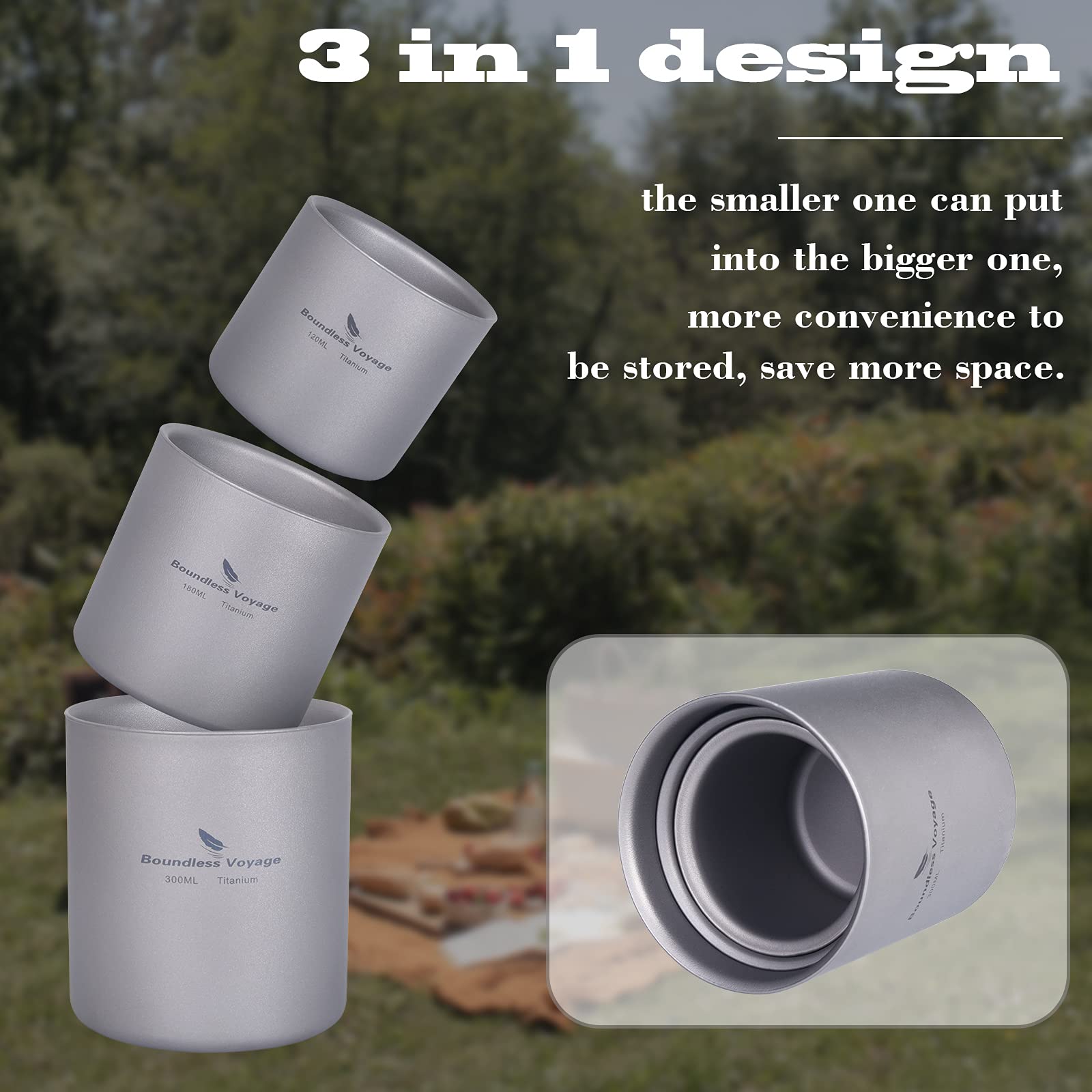 Boundless Voyage 180ml titanium cup side angle showcases versatile daily use