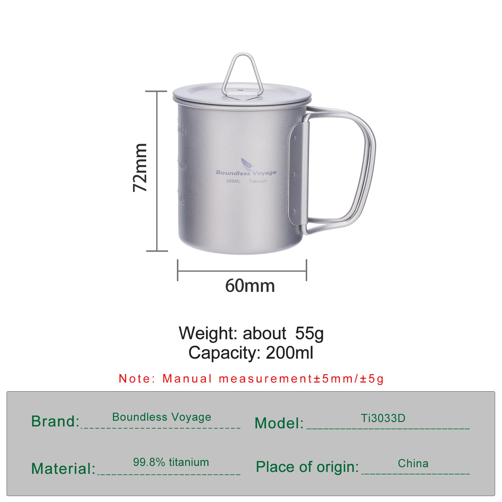 Boundless Voyage titanium cup 200ml in use for tea on a trail