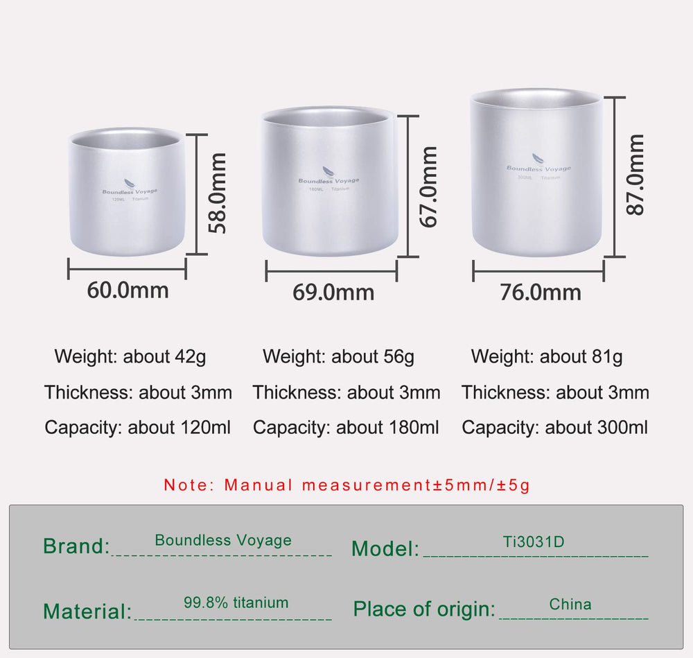 Boundless Voyage 300ml titanium cup with smooth rim for easy sipping
