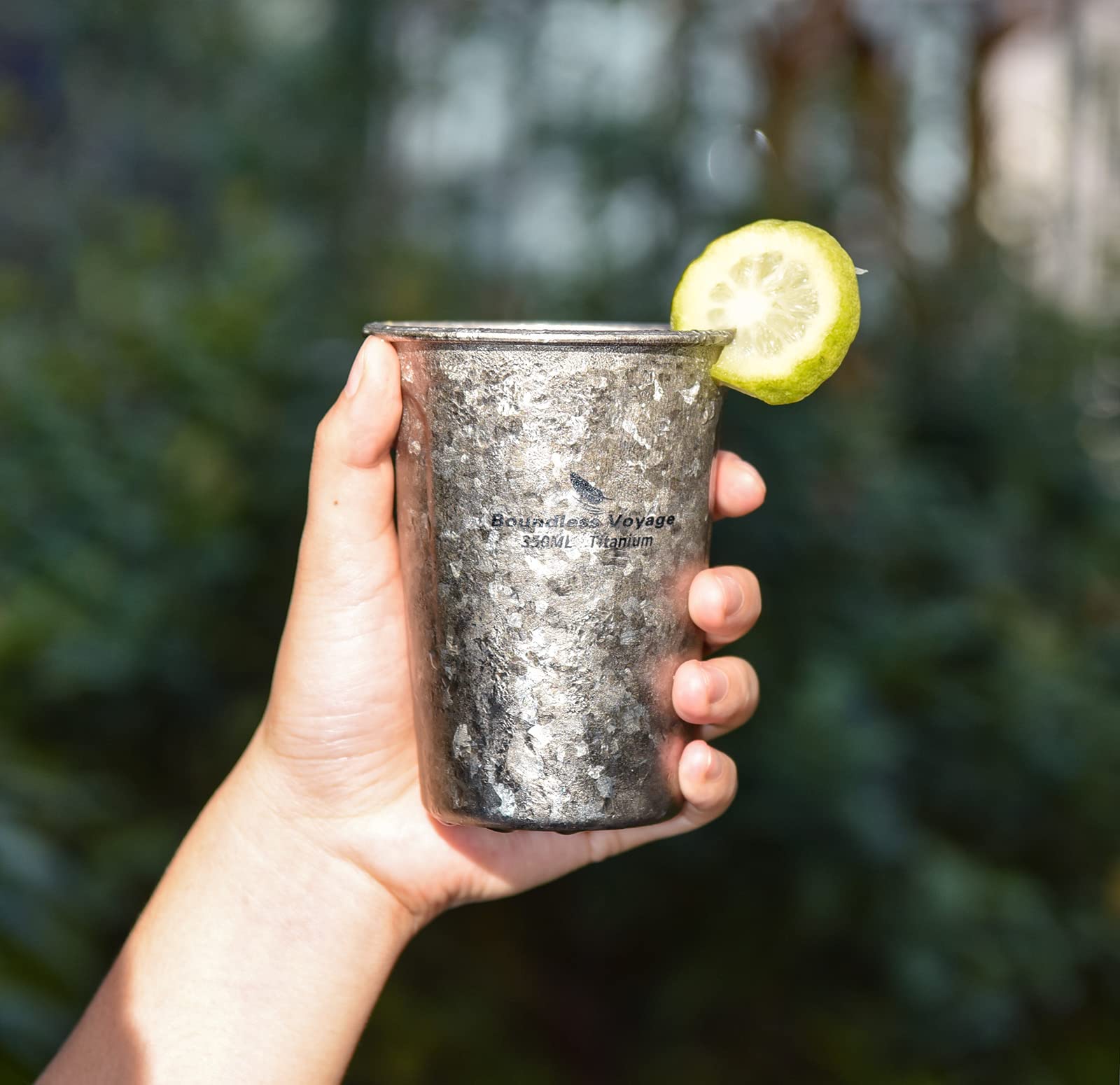 Boundless Voyage titanium cup with 350ml capacity, ideal for travel hydration