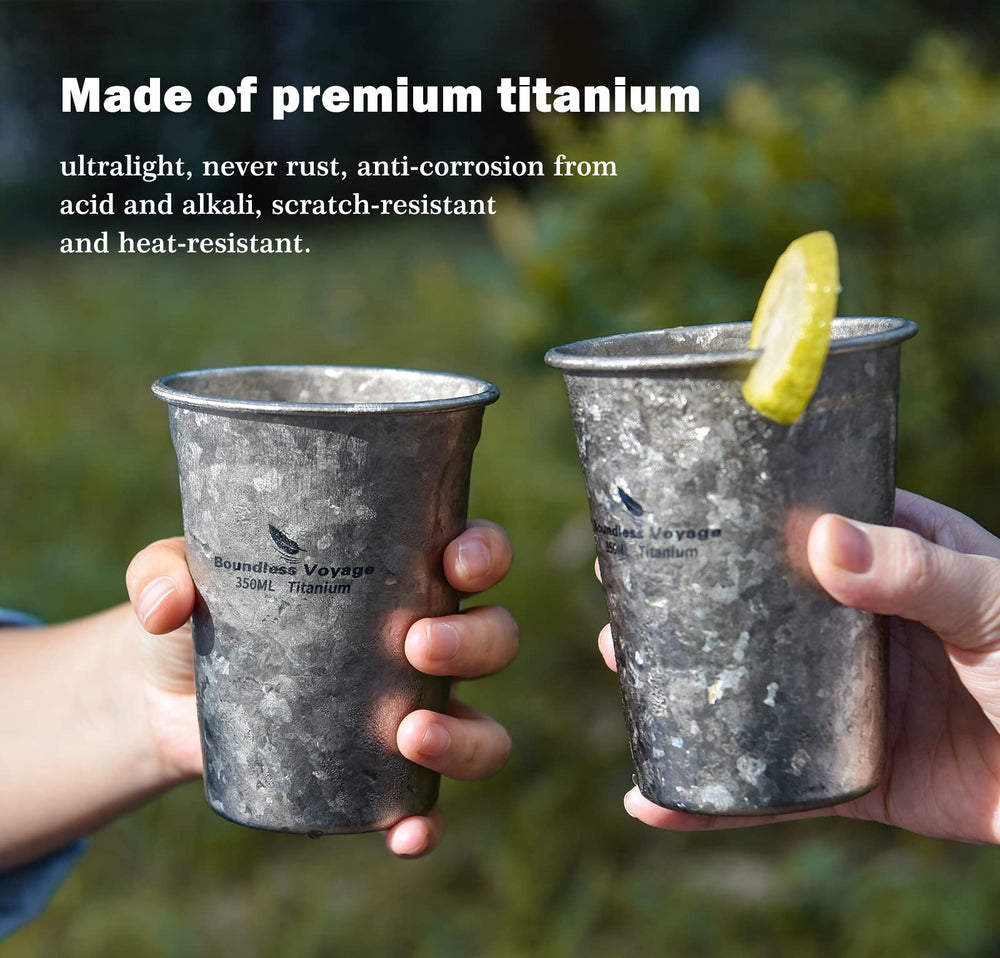 Boundless Voyage titanium cup natural texture reveals coating-free surface and safe materials