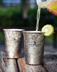 Boundless Voyage titanium cup top view showing natural textured surface and premium build