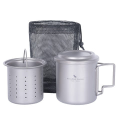 Boundless Voyage titanium cup 420ml overview, ideal for rugged camping.