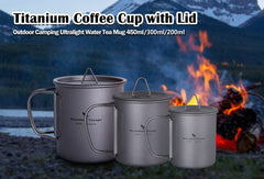 Boundless Voyage titanium cup foldable handle facilitates compact packing on hikes.