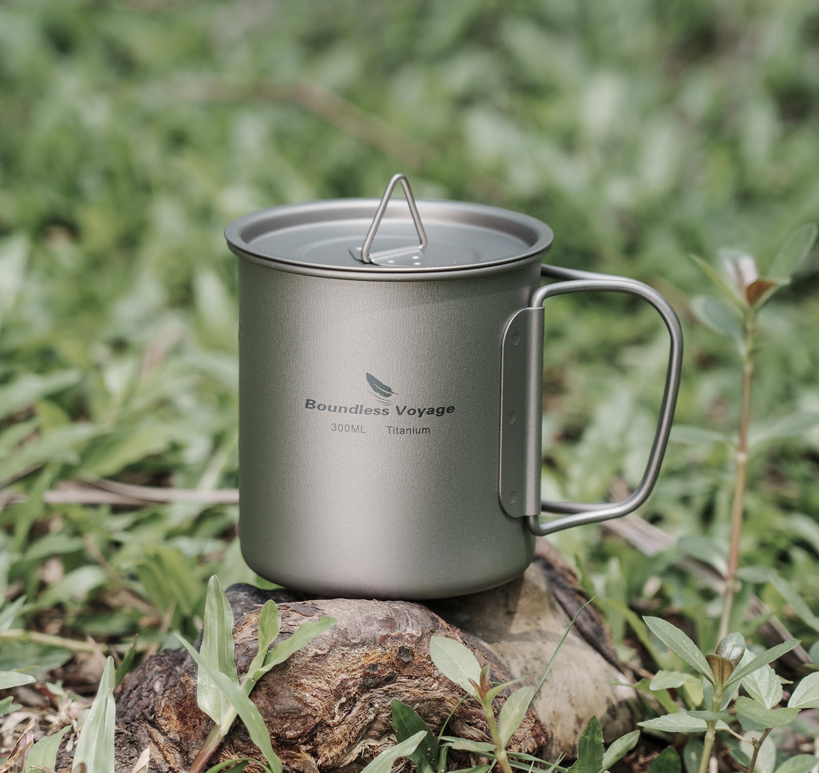 Boundless Voyage titanium cup ready with hot water for tea or coffee.