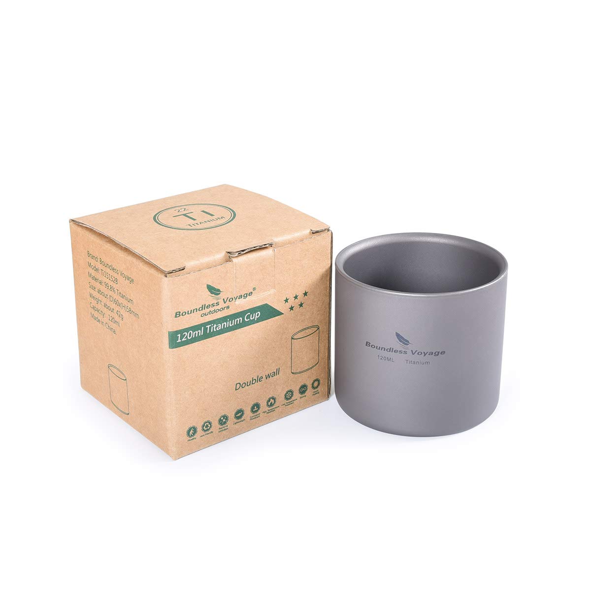 Boundless Voyage titanium cup in use during travel.