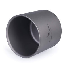 Boundless Voyage titanium cup with double-walled insulation reduces heat transfer.