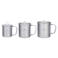 Boundless Voyage titanium cup with lid closed, leak-free for camping adventures.