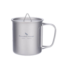 Boundless Voyage titanium cup with lid closed for leak-free transport.