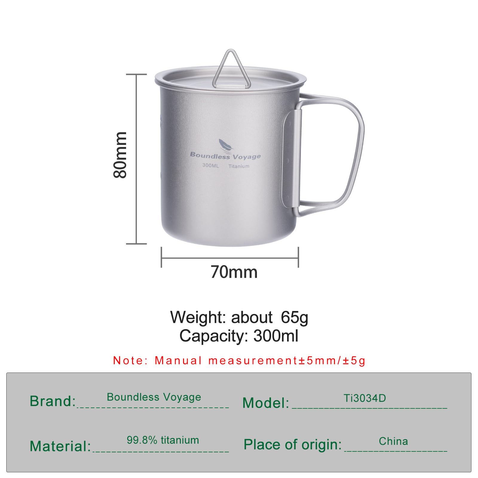 Boundless Voyage titanium cup with lid open for easy pouring.