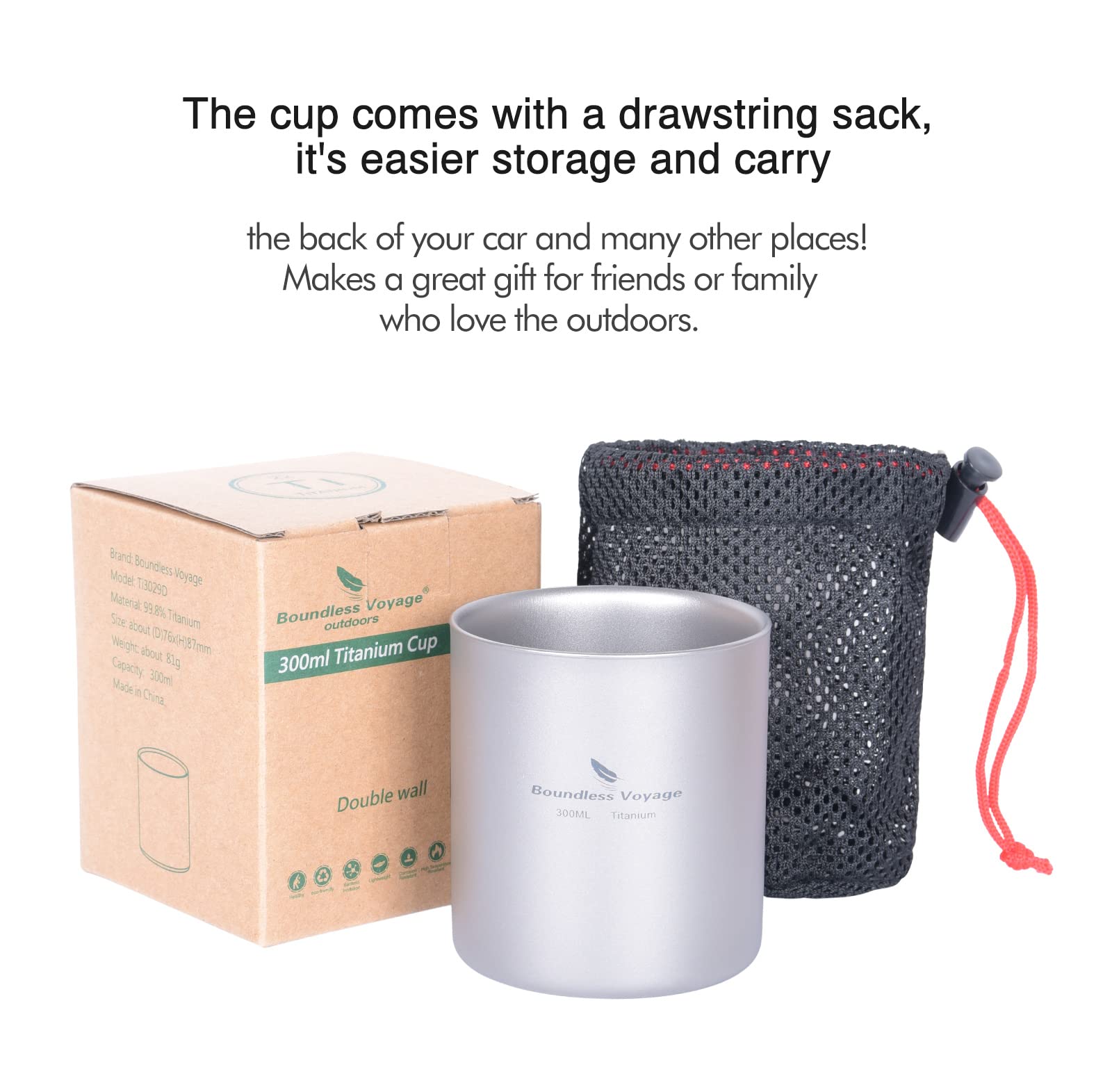 Boundless Voyage lightweight titanium cup enhances portability on hikes