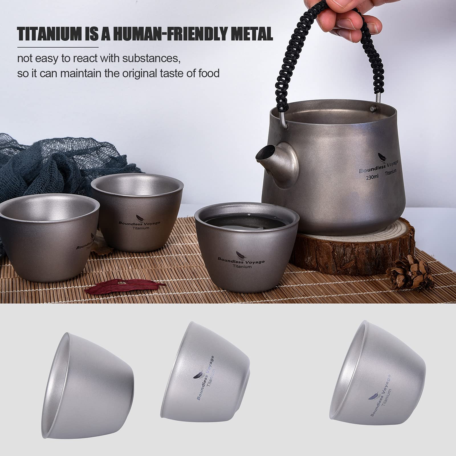 Boundless Voyage outward-edged rim improves grip on titanium cup