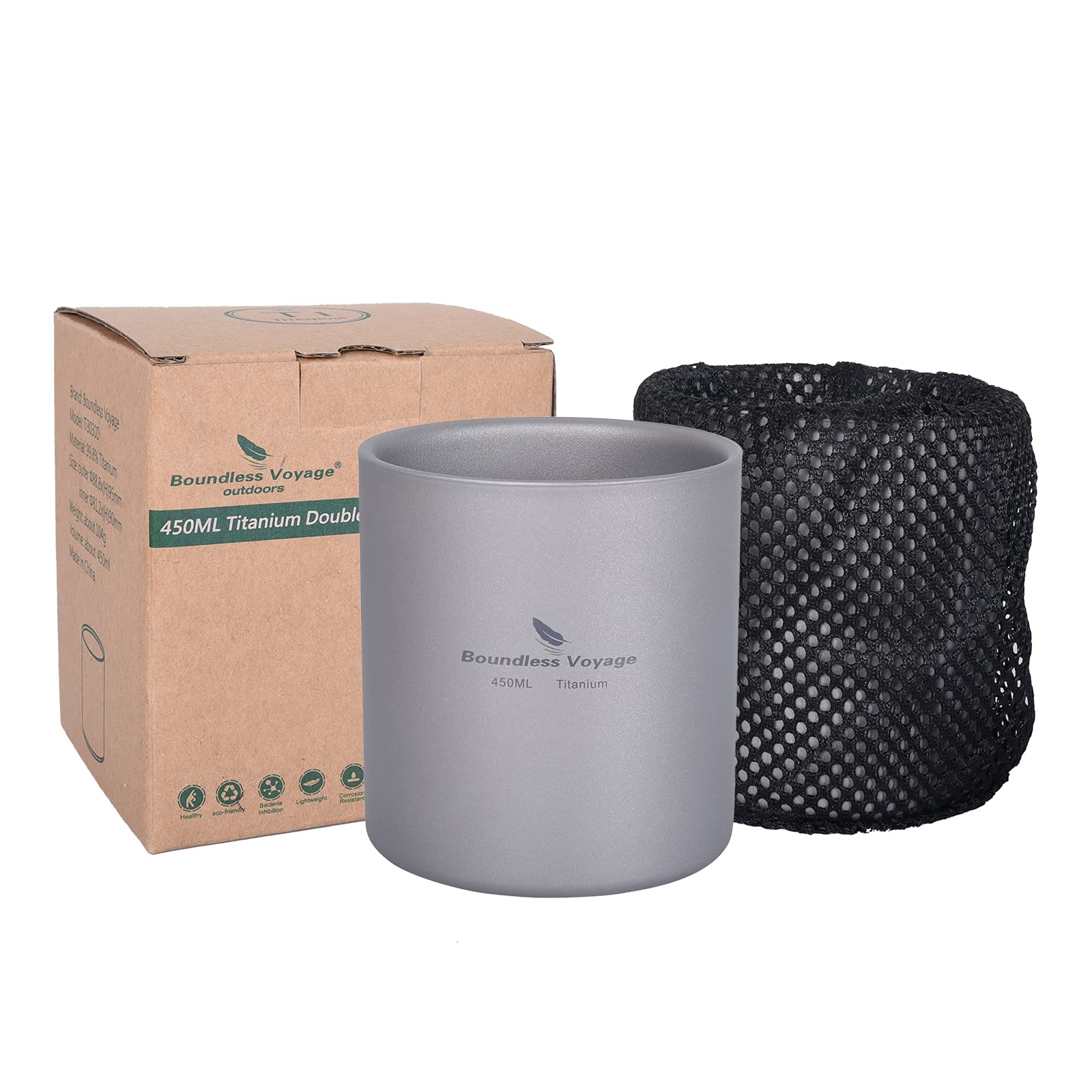Boundless Voyage titanium cup—nesting design saves space during camping.