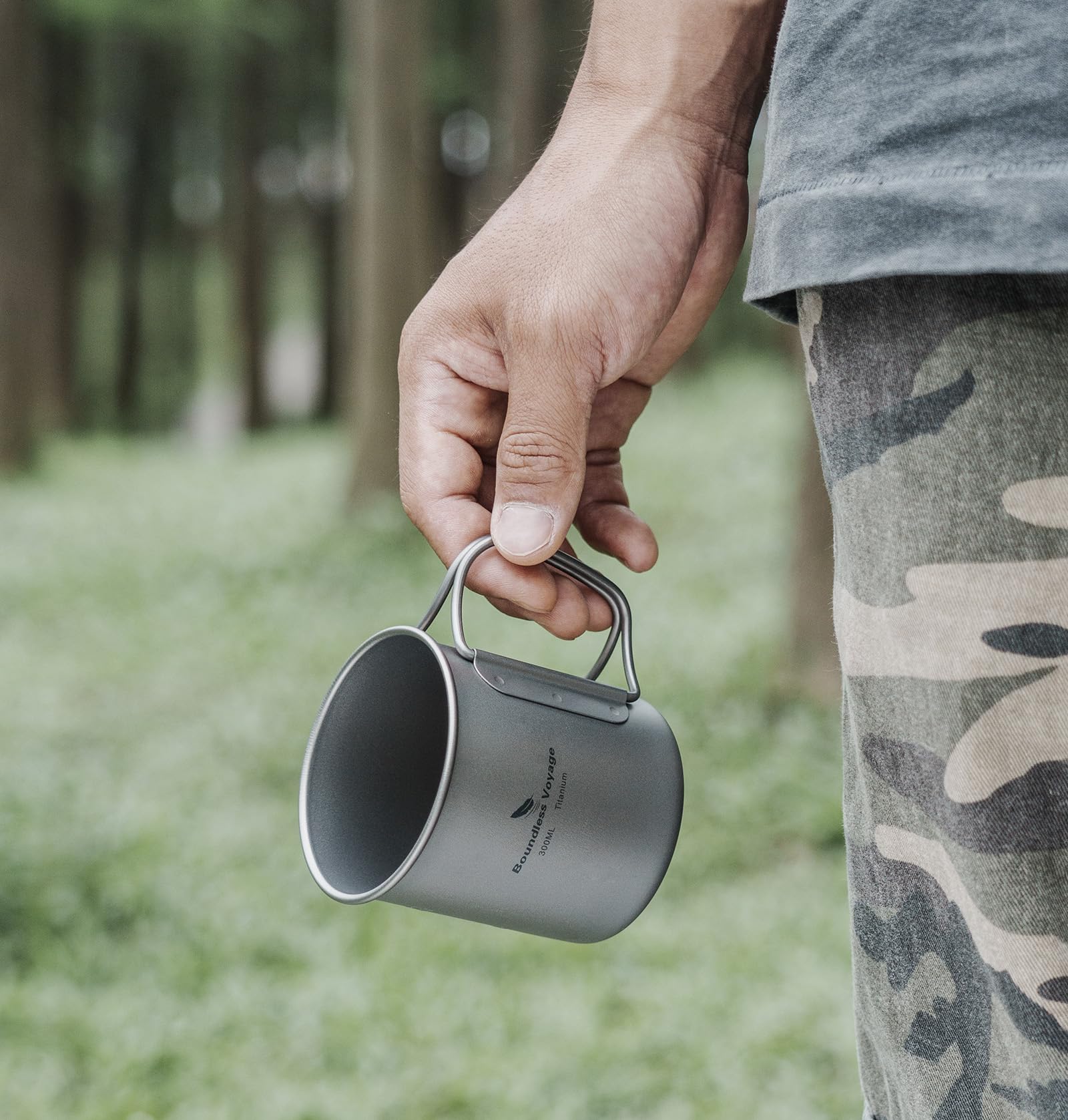 Boundless Voyage titanium cup outdoor dining companion.