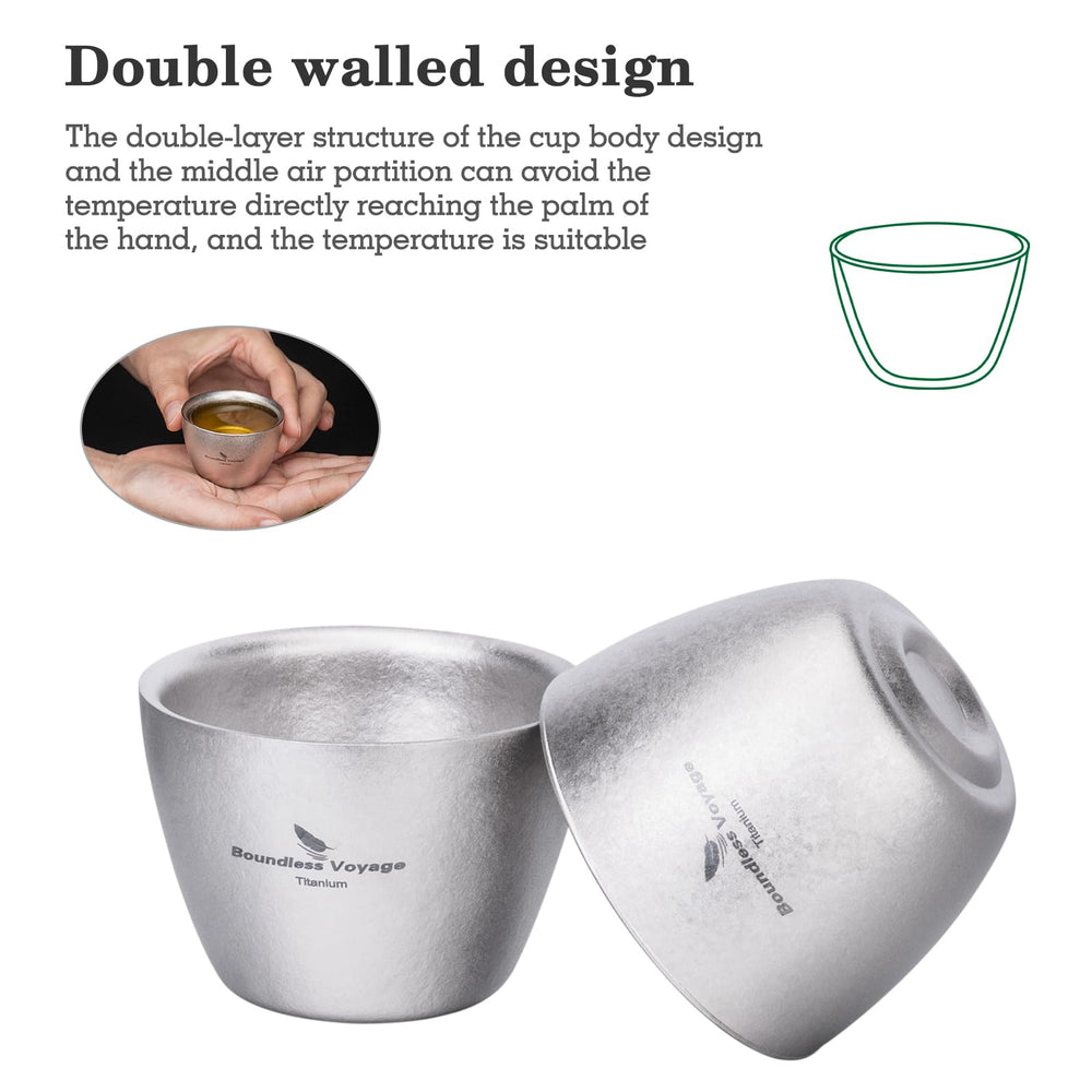 Boundless Voyage titanium cup rolled rim enhances comfortable sipping outdoors.
