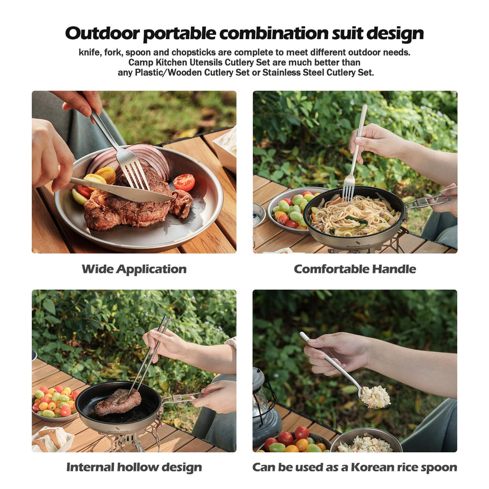 Boundless Voyage titanium cutlery chopsticks set ready for camping meals