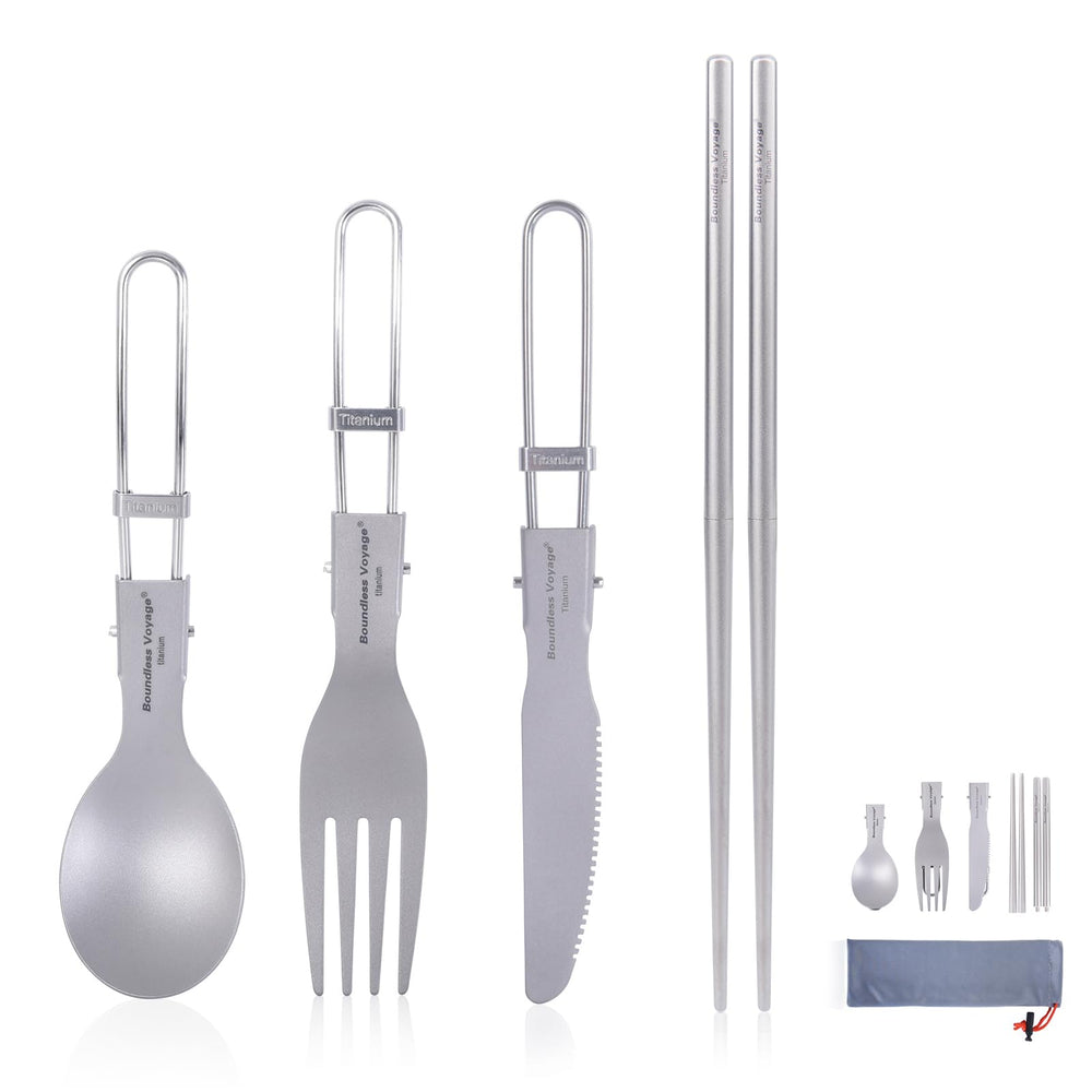 Boundless Voyage titanium cutlery folded compact for backpacking meals