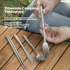 Boundless Voyage titanium cutlery fork ideal for outdoor meals on trips.
