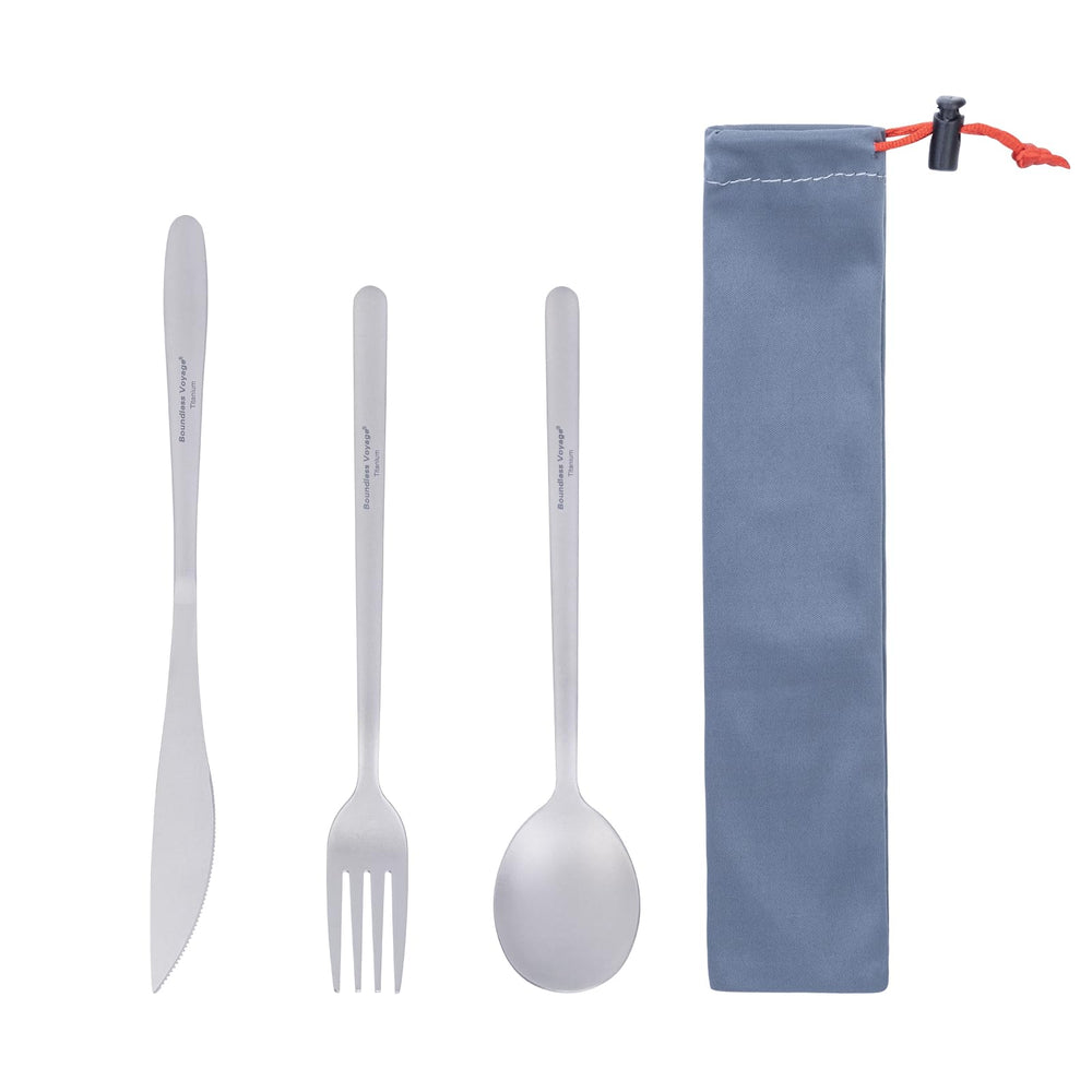 Boundless Voyage titanium cutlery knife in compact travel set for outdoor meals