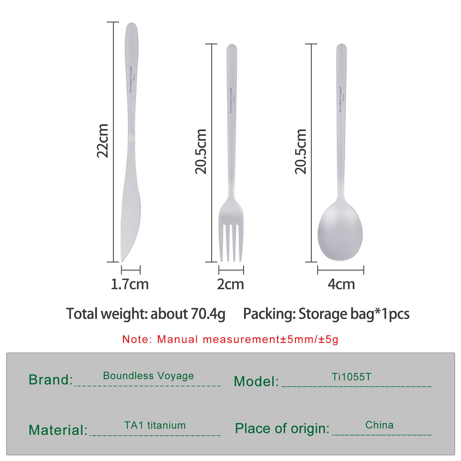 Boundless Voyage titanium cutlery spoon showing ultralight design for backpacking