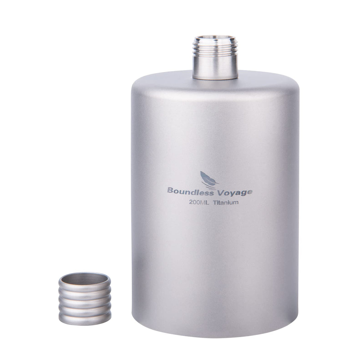 Boundless Voyage titanium flask compact design fits in your hand and travels easily.