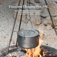 Boundless Voyage titanium pot showing two-point-nine-liter capacity for versatile meals