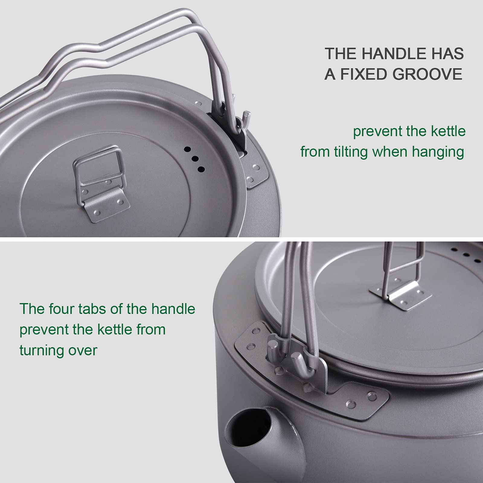 Boundless Voyage titanium kettle 1L capacity for solo backpacking hydration.
