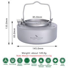 Boundless Voyage titanium kettle with 700ml capacity, ideal for solo coffee or tea.