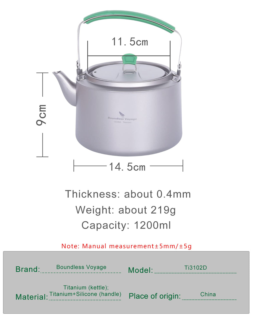 Boundless Voyage folding handle with silicone cover protects hands during heating.