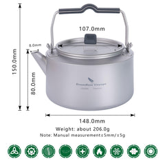 Boundless Voyage titanium kettle folding handle enables compact packing and safe handling.
