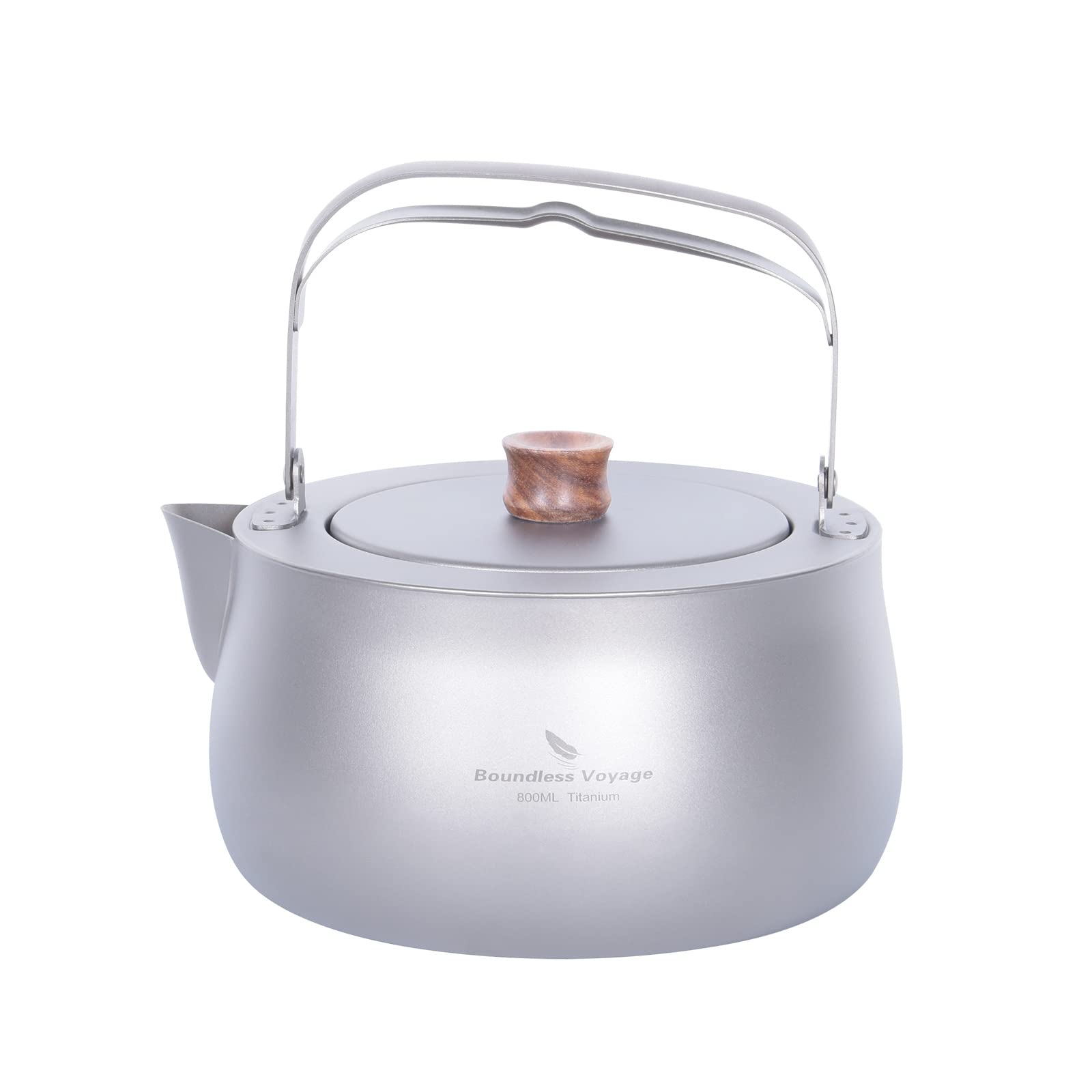 Boundless Voyage titanium kettle side view highlights durable construction for outdoor boiling.