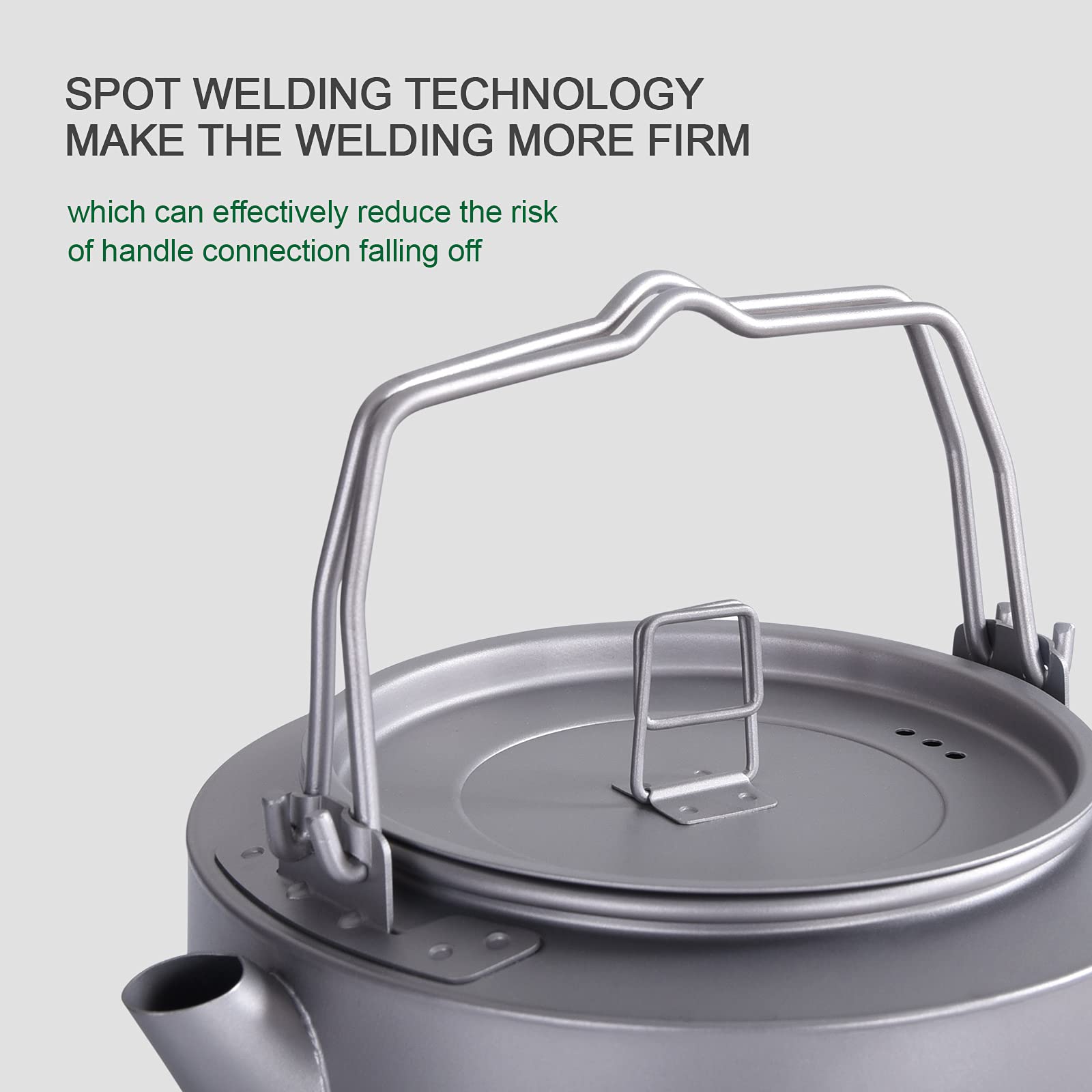 Boundless Voyage titanium kettle spot-welded joints for durable performance.