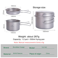 Boundless Voyage titanium pan 500ml used as fry pan or lid for versatile meals.