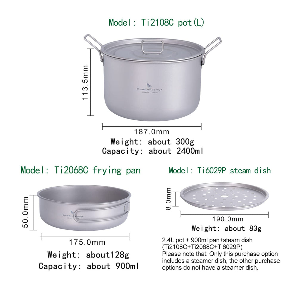 Boundless Voyage titanium pan 900ml interior view, ideal for quick meals on trail.