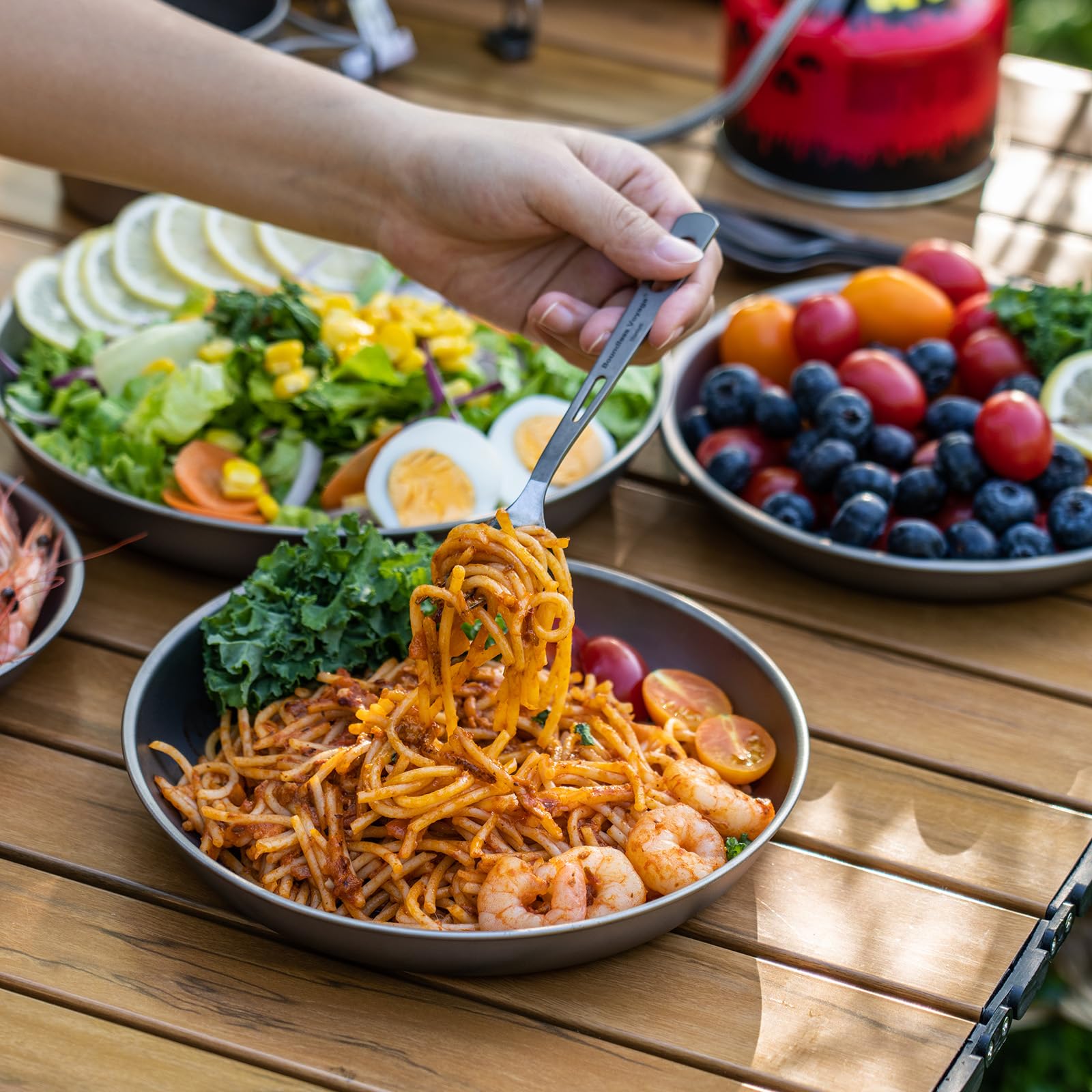 Boundless Voyage outdoor table setup showing durable design for family meals.