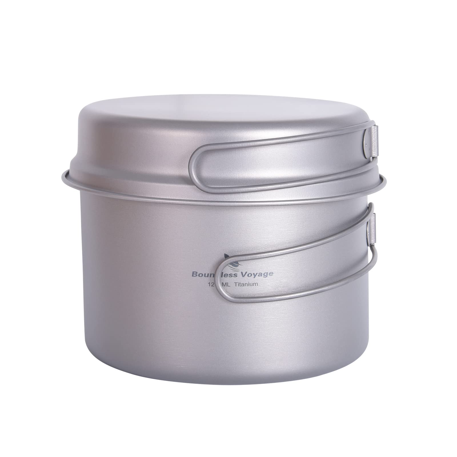 Boundless Voyage titanium pot 1200ml ready for on-trail cooking and boiling water.