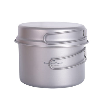 Boundless Voyage titanium pot 1200ml ready for on-trail cooking and boiling water.