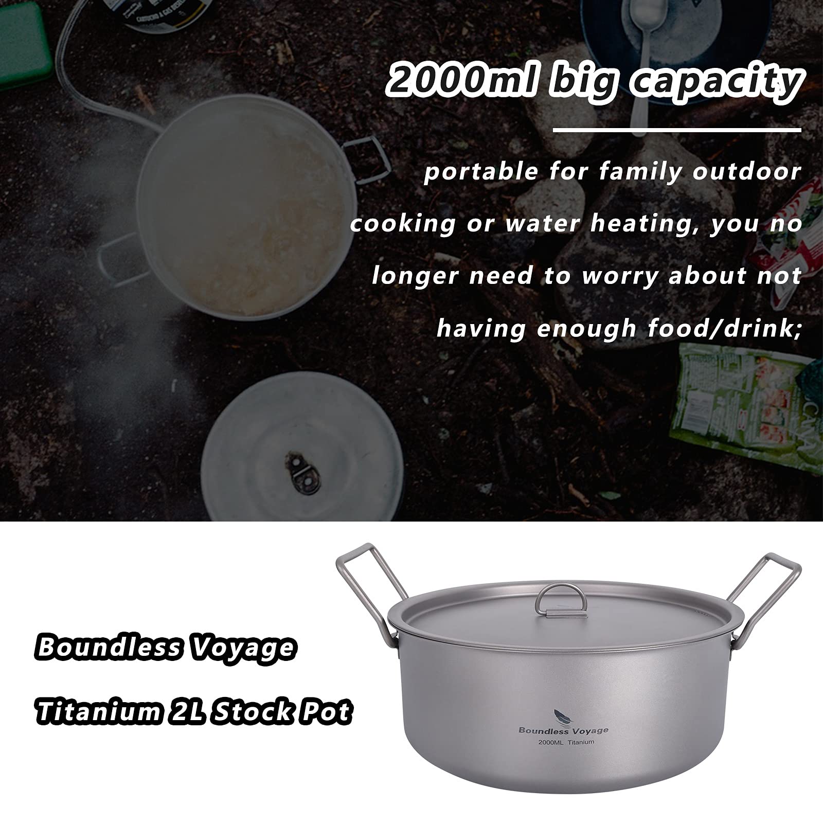 Boundless Voyage pot in use over a camp stove with bubbling water.
