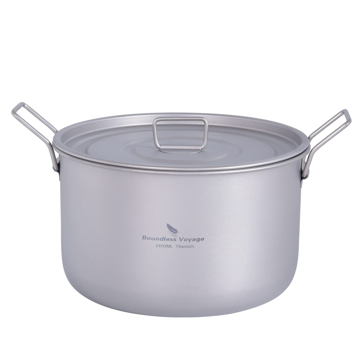 Boundless Voyage titanium pot close-up shows durable finish for rugged outdoor cooking.